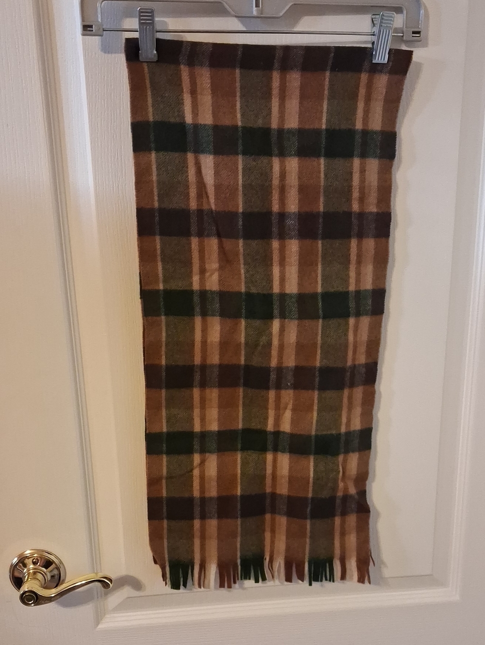 WOLF Plaid Wool Scarf in Brown and Green